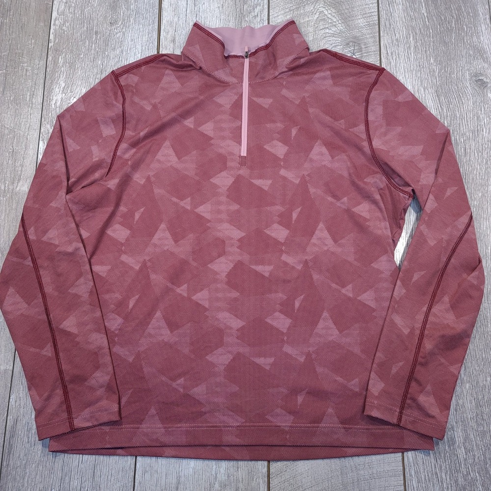 Robert Graham Quarter Zip Pullover Men XL Burgundy Geometric Classic Fit Top